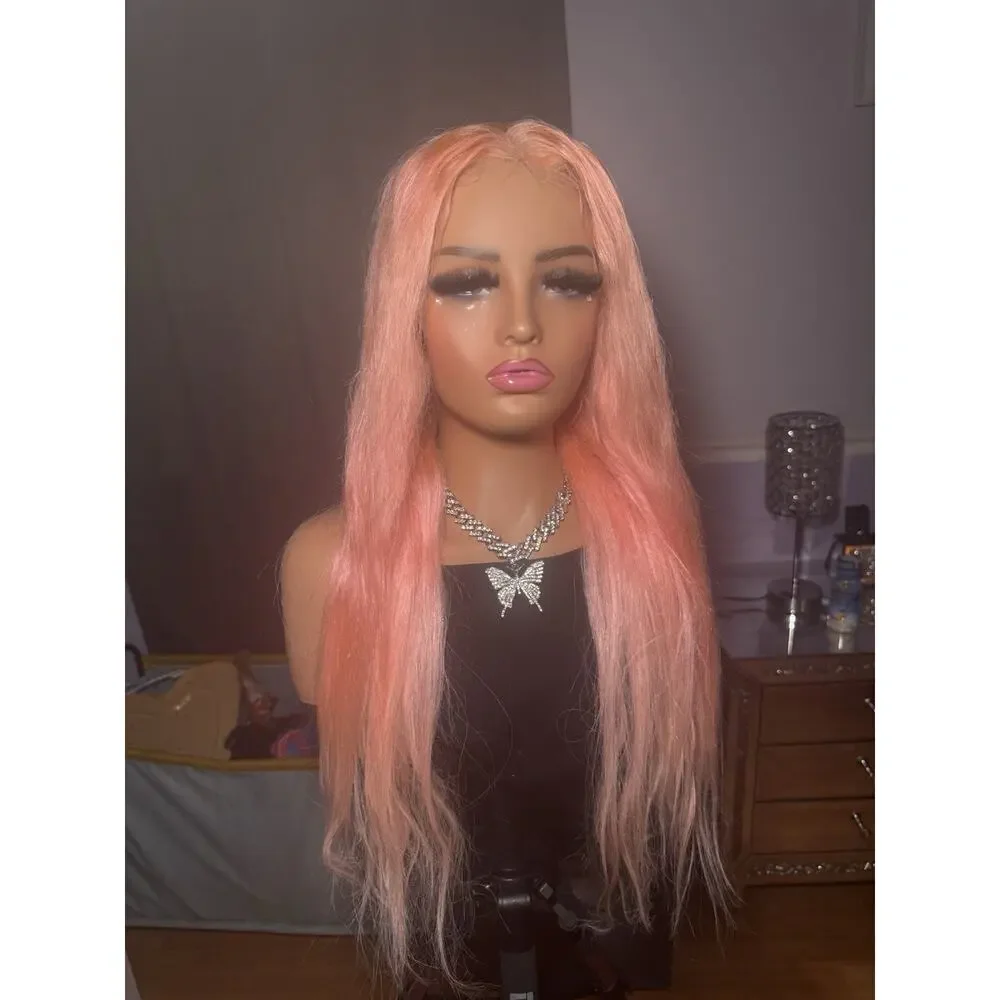 13x6 Lace Front Human Hair Wig Pink